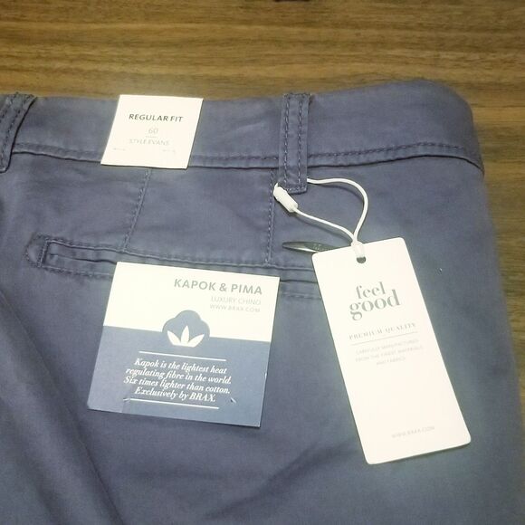 Brax Evans Pants Men Size 60 Slate Blue Luxury Chino Kapok Pima (44x34) NWT New - Picture 5 of 7